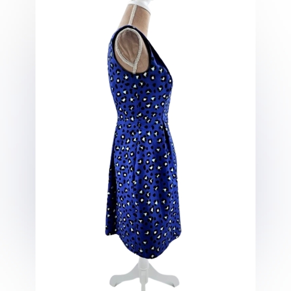 Kate Spade NY Dawson Cyber Cheetah Print Dress Blue V-Neck Pockets - Picture 3 of 16